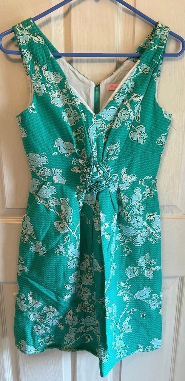 Lilly Pulitzer Parker dress The Birds and the Bees print in Lagoon Green Texture
